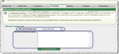 Affirmative Pleading Fields